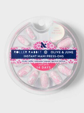 🌸✨ Roller Rabbit x Target Olive & June Pink Floral Press-On Nails – NWT ✨🌸